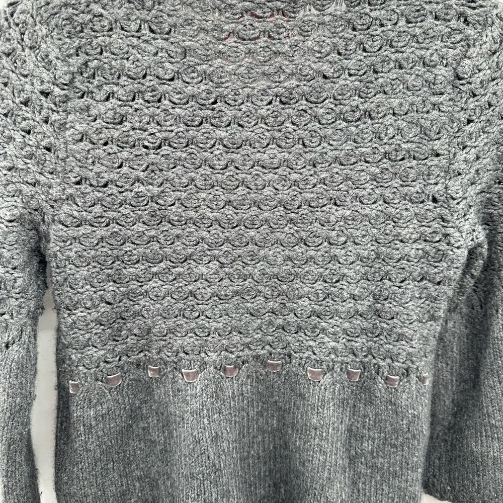 VINTAGE Y2K JUICY COUTURE SP grey knit woman bell sleeve crochet knit cardigan